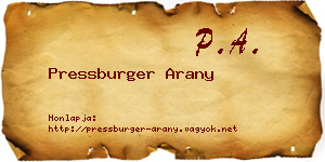 Pressburger Arany névjegykártya